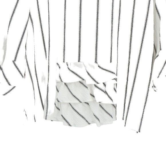 Moonlight Y&S Fashion White Black Striped Wire Collar 3/4 Sleeve Tunic Top S - Picture 7 of 7